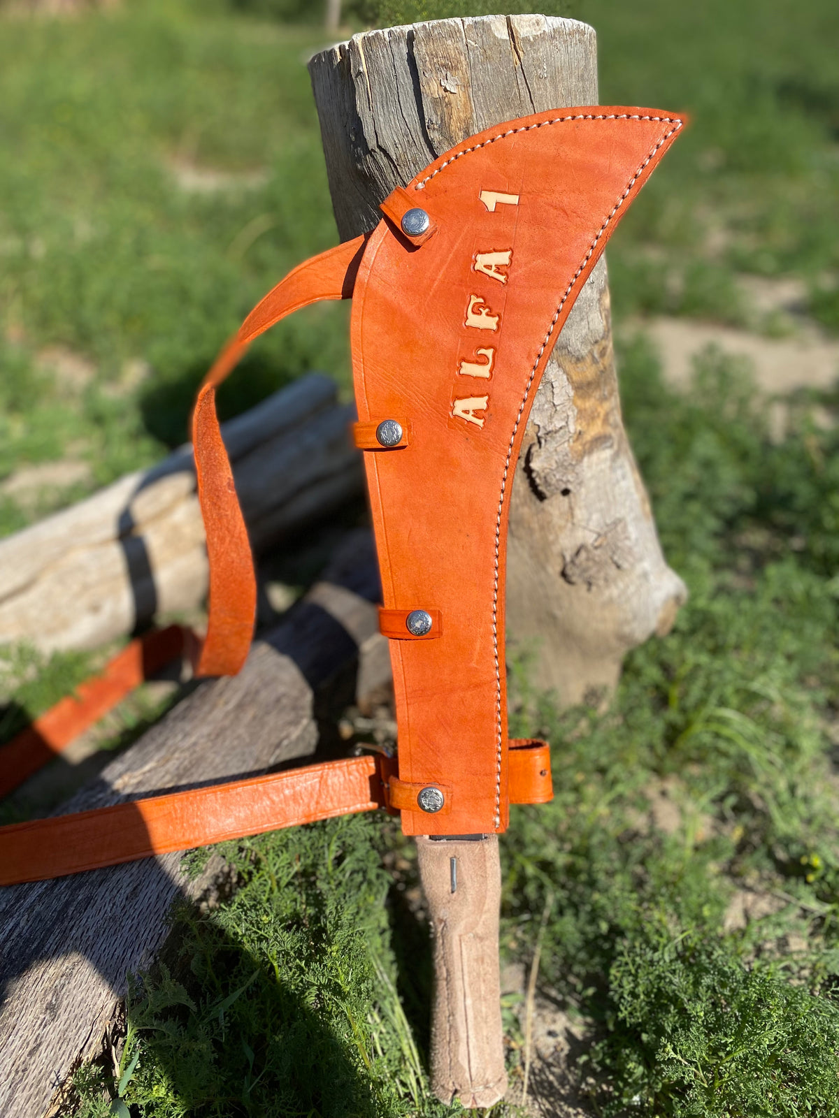 ALFA 1 Artisanal 100% Hand Made Heavy-Duty Curved Billhook Machete w/ Custom Leather Shoulder Harness