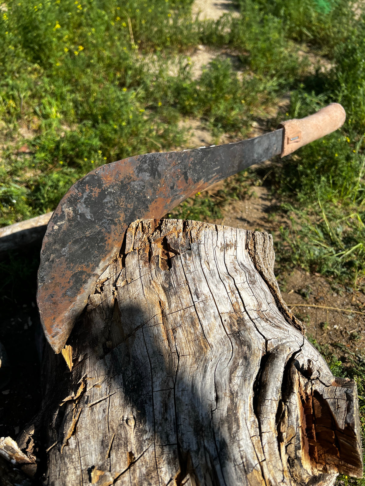 ALFA 1 Artisanal 100% Hand Made Heavy-Duty Curved Billhook Machete w/ Custom Leather Shoulder Harness