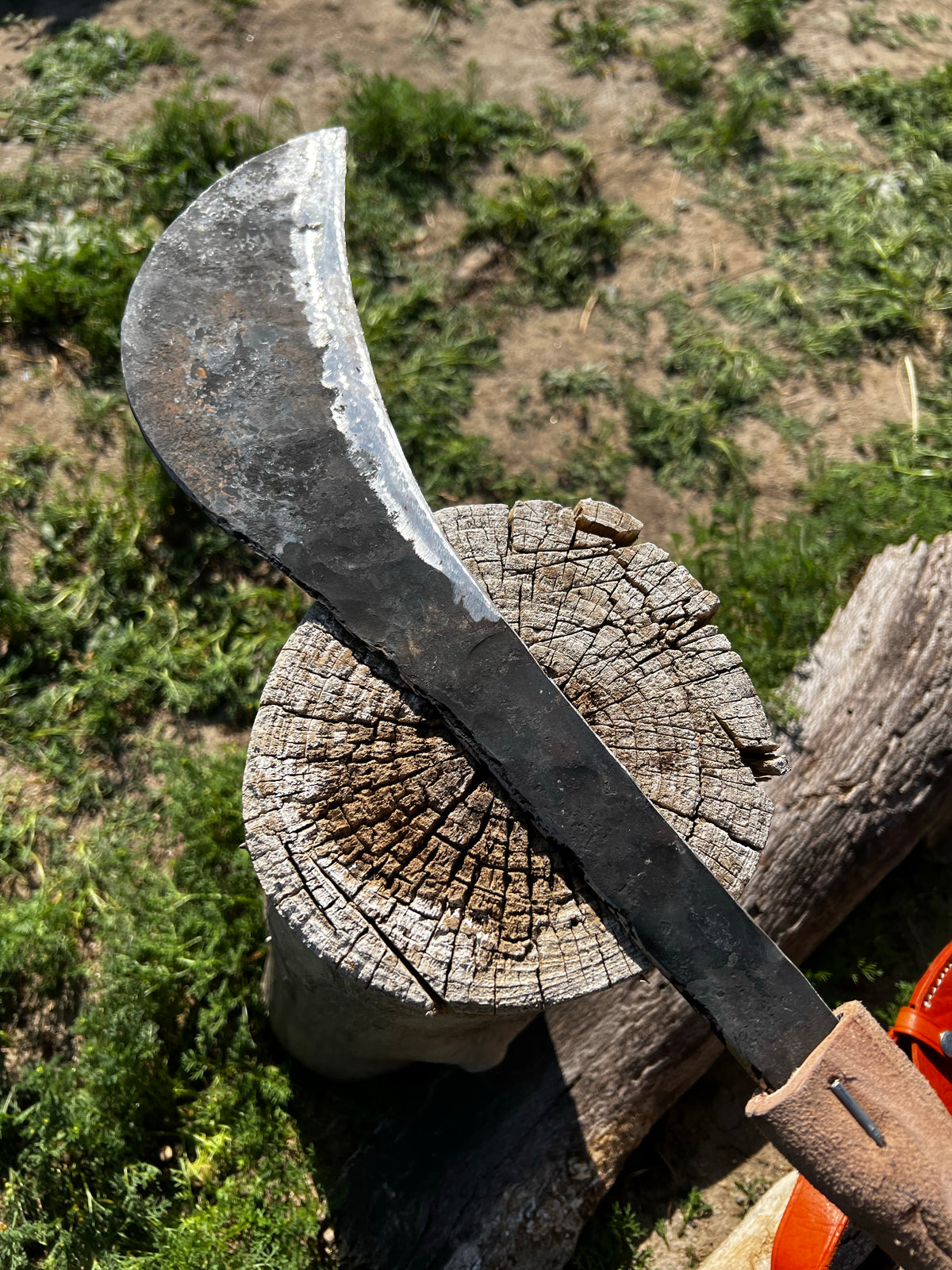 ALFA 1 Artisanal 100% Hand Made Heavy-Duty Curved Billhook Machete w/ Custom Leather Shoulder Harness